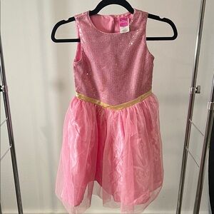 Disney Pink Sequin & Tulle Costume Dress with Gold Waistband